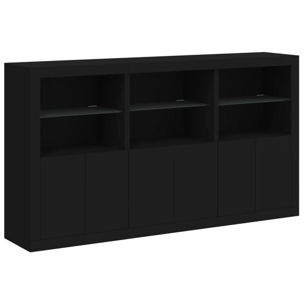 vidaXL Sideboard Black Engineered wood, glass Large Sideboard