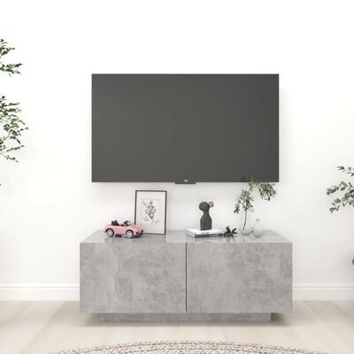 vidaXL TV Cabinet Concrete Gray 39.4"x14"x16" Chipboard