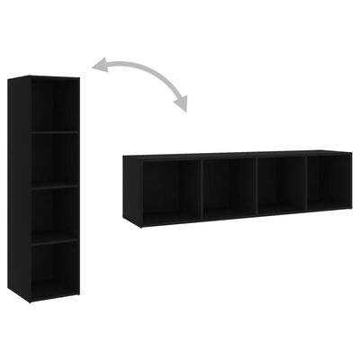 vidaXL TV Cabinet Black 56.1"x13.8"x14.4" Chipboard