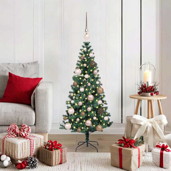 vidaXL Artificial Pre-lit Christmas Tree Green 47.2" PVC and Metal