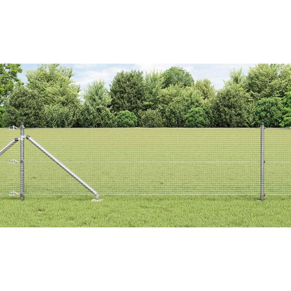 vidaXL Fence with Posts Silver 2.6'x 82'Steel