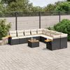 vidaXL Garden Sofa Set Black PE rattan Large Adjustable Armrests