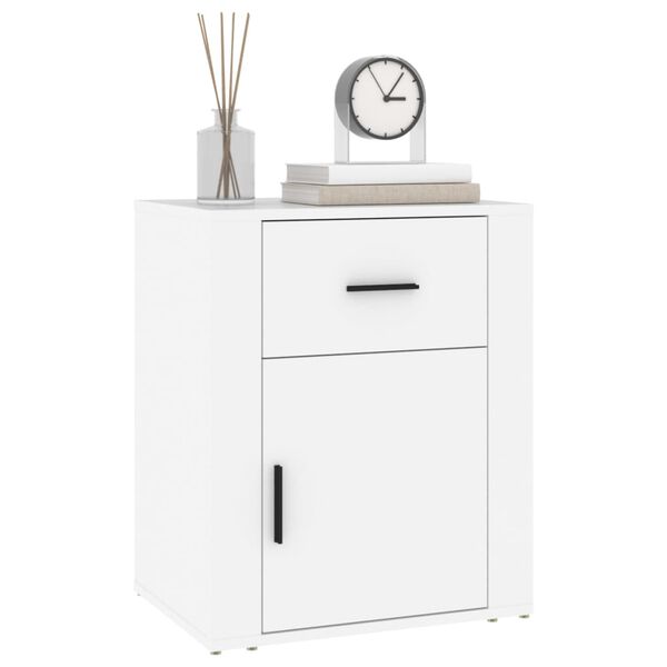 vidaXL Bedside Cabinet White Engineered wood 19.7 x 14.2 x 23.6 in