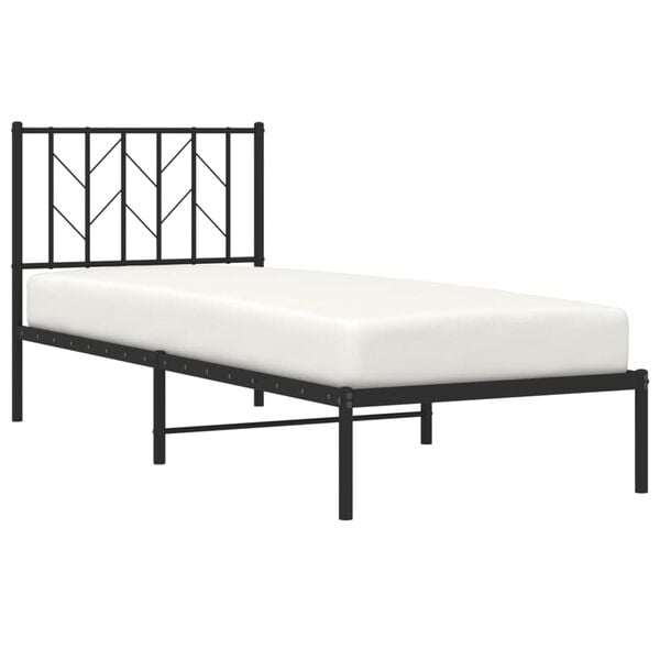 vidaXL Bed Frame Black Powder-Coated Steel Twin Bed Frame Rectangular