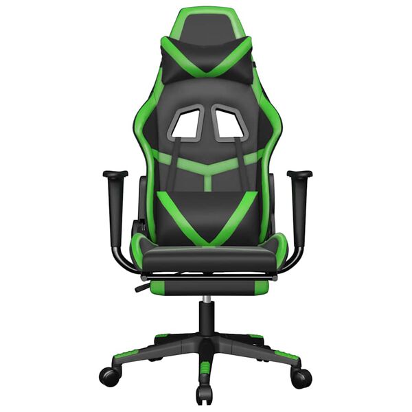 vidaXL Gaming Chair Black and green Faux leather, metal, plywood, plastic