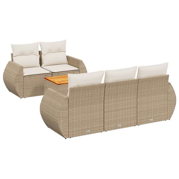vidaXL Garden Sofa Set Beige Poly Rattan Modular UV-resistant materials