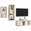 vidaXL TV Cabinet Set White and Sonoma Oak Engineered Wood Large
