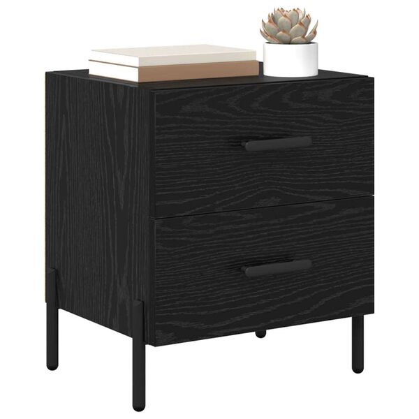 vidaXL Bedside Cabinet 2 pcs Black Oak 15.75 x 13.78 x 18.70 in