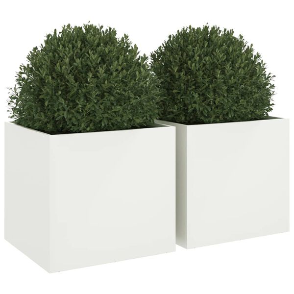 vidaXL Planter Set of 2 White Cold-rolled steel Medium Strong