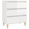 vidaXL Sideboard High gloss white Engineered wood, solid eucalyptus wood