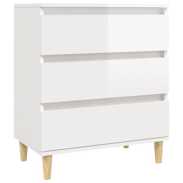 vidaXL Sideboard High gloss white Engineered wood, solid eucalyptus wood