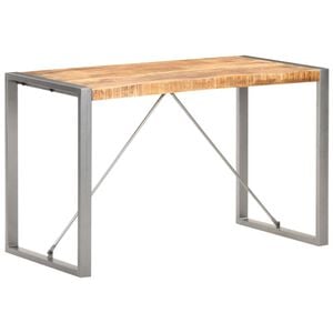 vidaXL Dining Table Brown and grey Mango wood and steel 47.2 in long