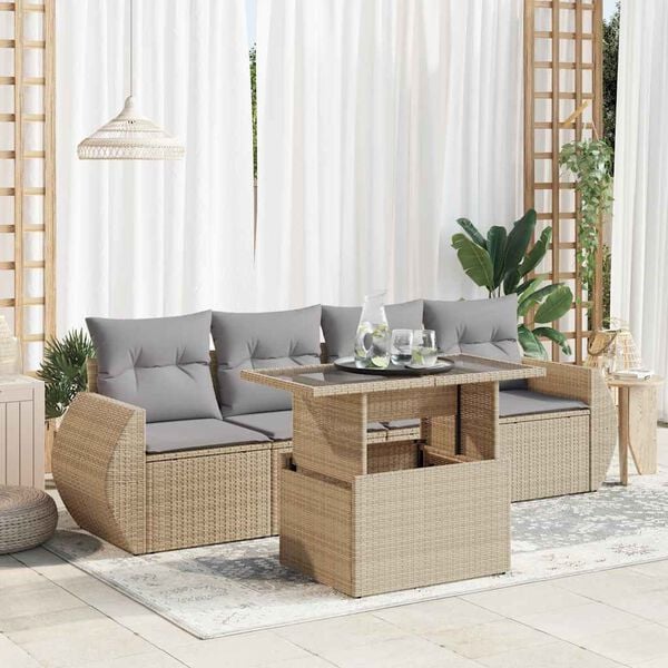 vidaXL Garden Sofa Set Beige, Light Grey