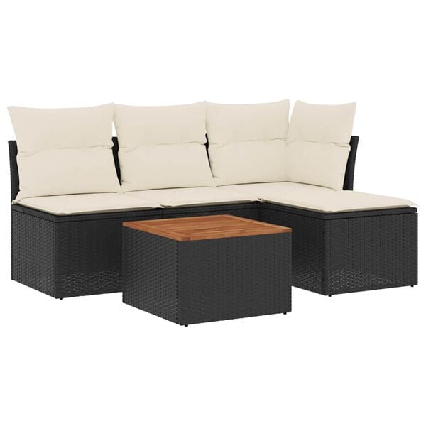 vidaXL Garden Sofa Set Black and Cream