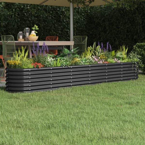 vidaXL Garden Raised Bed Anthracite Powder-coated steel Large Durable