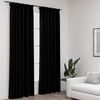 vidaXL Linen-Look Blackout Curtains with Hooks 2 pcs Black 55.1x88.6"