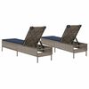 vidaXL Patio Sun Lounger Gray PE rattan Standard Adjustable Armrests
