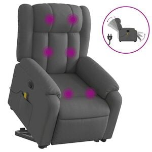 vidaXL Electric Stand up Massage Recliner Chair Dark Gray Fabric