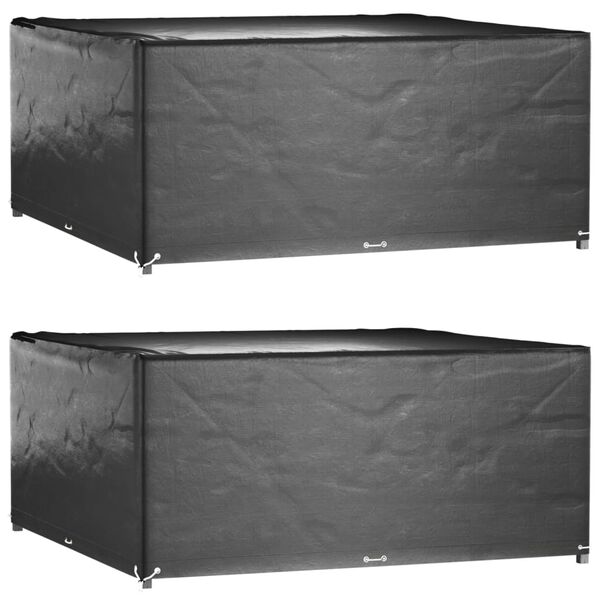 vidaXL Garden Furniture Cover Set of 2 Black Polyethylene Large