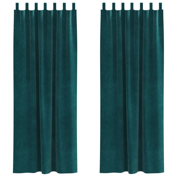 vidaXL Blackout Curtains 2 pcs Dark Green 55.12 x 102.36 in Velvet