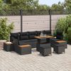 vidaXL Garden Sofa Set with Cushion 10 pcs Black Poly rattan