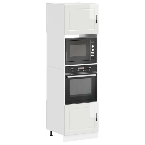 vidaXL Oven Cabinet Set of 2 Gloss white Engineered wood Standard