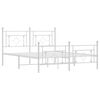 vidaXL Metal Bed Frame without Mattress with Footboard White 63"x78.7"