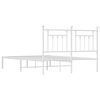 vidaXL Bed Frame White Powder-Coated Steel Double Bed Frame
