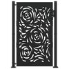 vidaXL Garden Gate Black 39.4x59.1" Steel Flame  Design