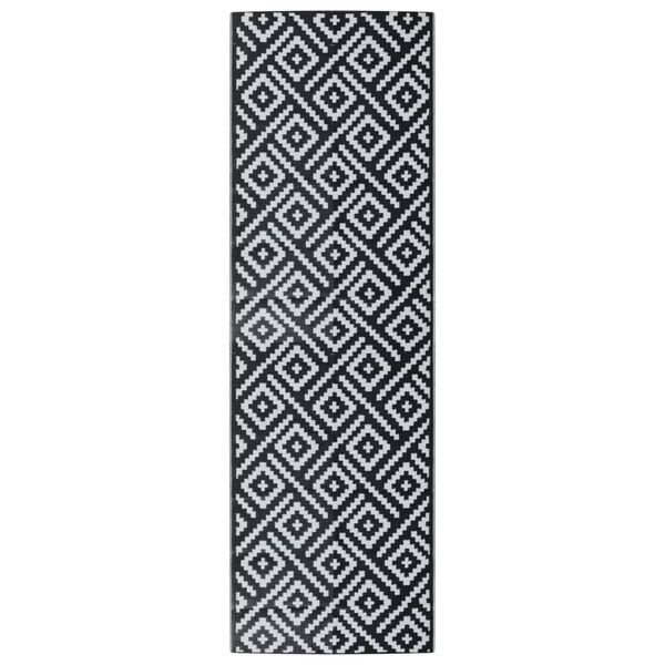 vidaXL Outdoor Carpet White and Black Polypropylene 31.5 x 98.4 in