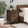 vidaXL Bedside Cabinet Brown Oak Engineered Wood and Metal Medium