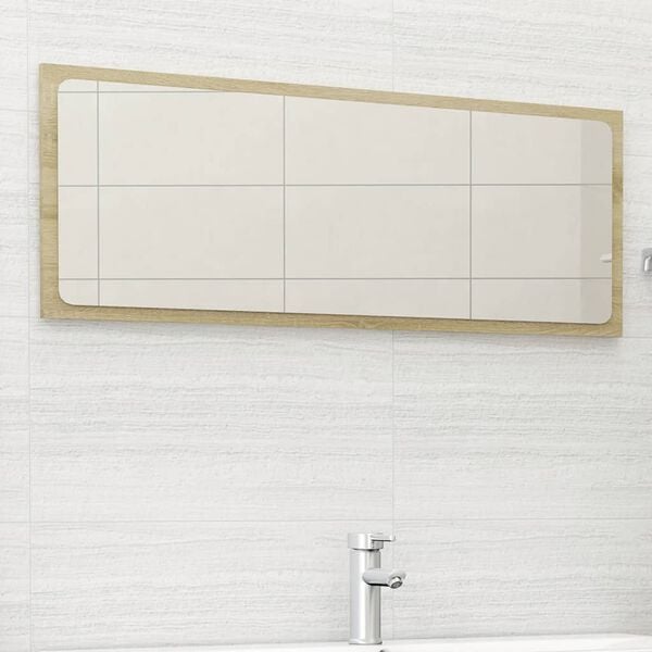 vidaXL Mirror Sonoma oak Engineered wood, acrylic 39.4 x 0.6 x 14.6 in