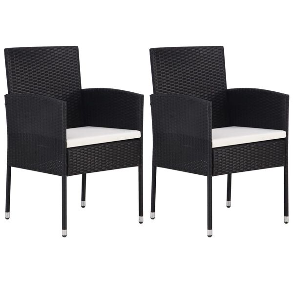 vidaXL Garden Chair Set of 2 Black, Cream White
