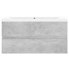 vidaXL Sink Cabinet With Basin Concrete Grey, White Engineered wood, Ceramic