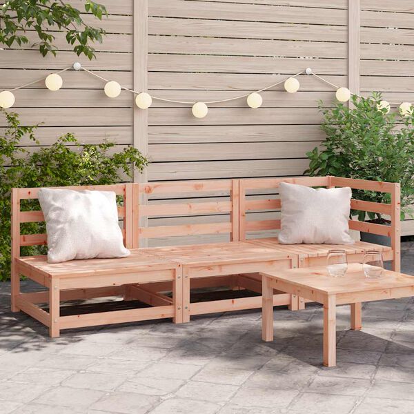 vidaXL Garden Sofa Natural wood color Solid Douglas Fir wood 3-seater