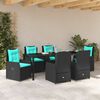 vidaXL Garden Dining Set 7 pcs Black Poly rattan