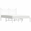 vidaXL Bed Frame White Powder-coated steel King Size Bed Frame