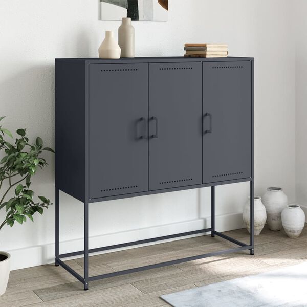 vidaXL Highboard Anthracite Steel Large Doors Highboard Rectangular