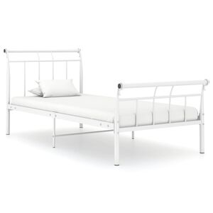 vidaXL Bed Frame White Powder-coated Metal Twin Durable Bed Frame