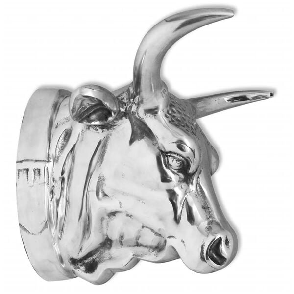 vidaXL Cow Head Decoration Wall-Mounted Aluminum Silver