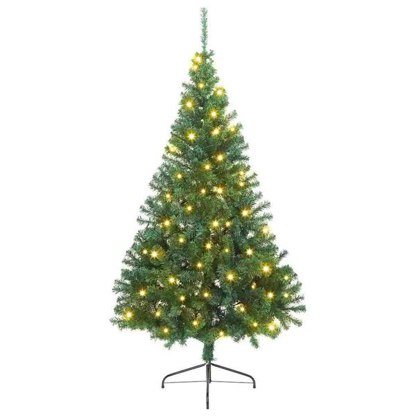 vidaXL Artificial Pre-lit Christmas Tree Green 82.68 in PVC