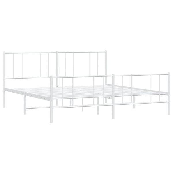 vidaXL Bed Frame White Powder-coated steel Full Bed Frame Rectangular