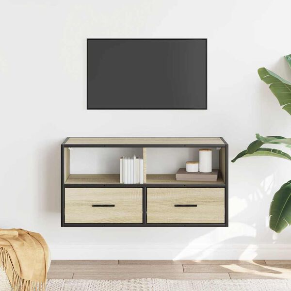vidaXL TV Cabinet Sonoma Oak Engineered wood, metal Medium TV Cabinet