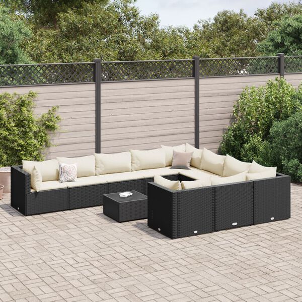 vidaXL Patio Sofa Set Black, Cream White