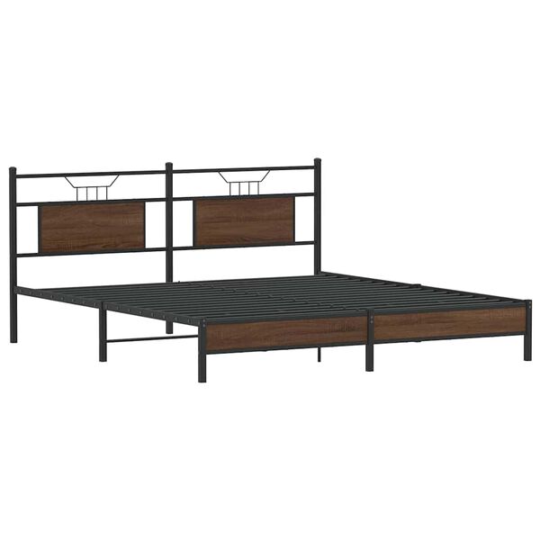 vidaXL Bed Frame Brown Oak Engineered wood and steel King Bed Frame