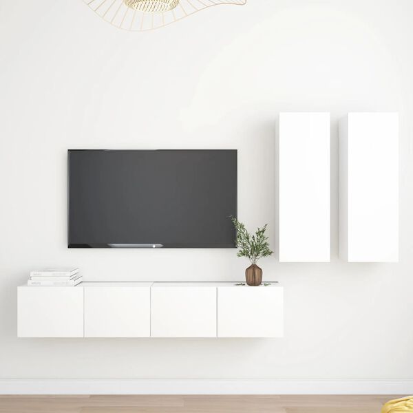 vidaXL TV Cabinet Set Set of 4 White Engineered wood Medium