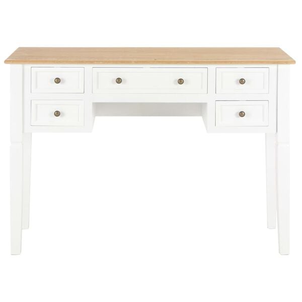 vidaXL Writing Desk White and Brown MDF and Pinewood Standard