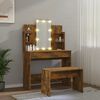 vidaXL Dressing Table Set With LED Smoked oak Engineered wood, acrylic