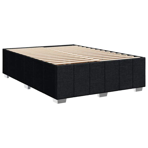 vidaXL Bed Frame Black Polyester, plywood, engineered wood, solid pine wood
