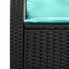 vidaXL Patio Sofa 2-Seater with Cushions&Table Black Poly Rattan